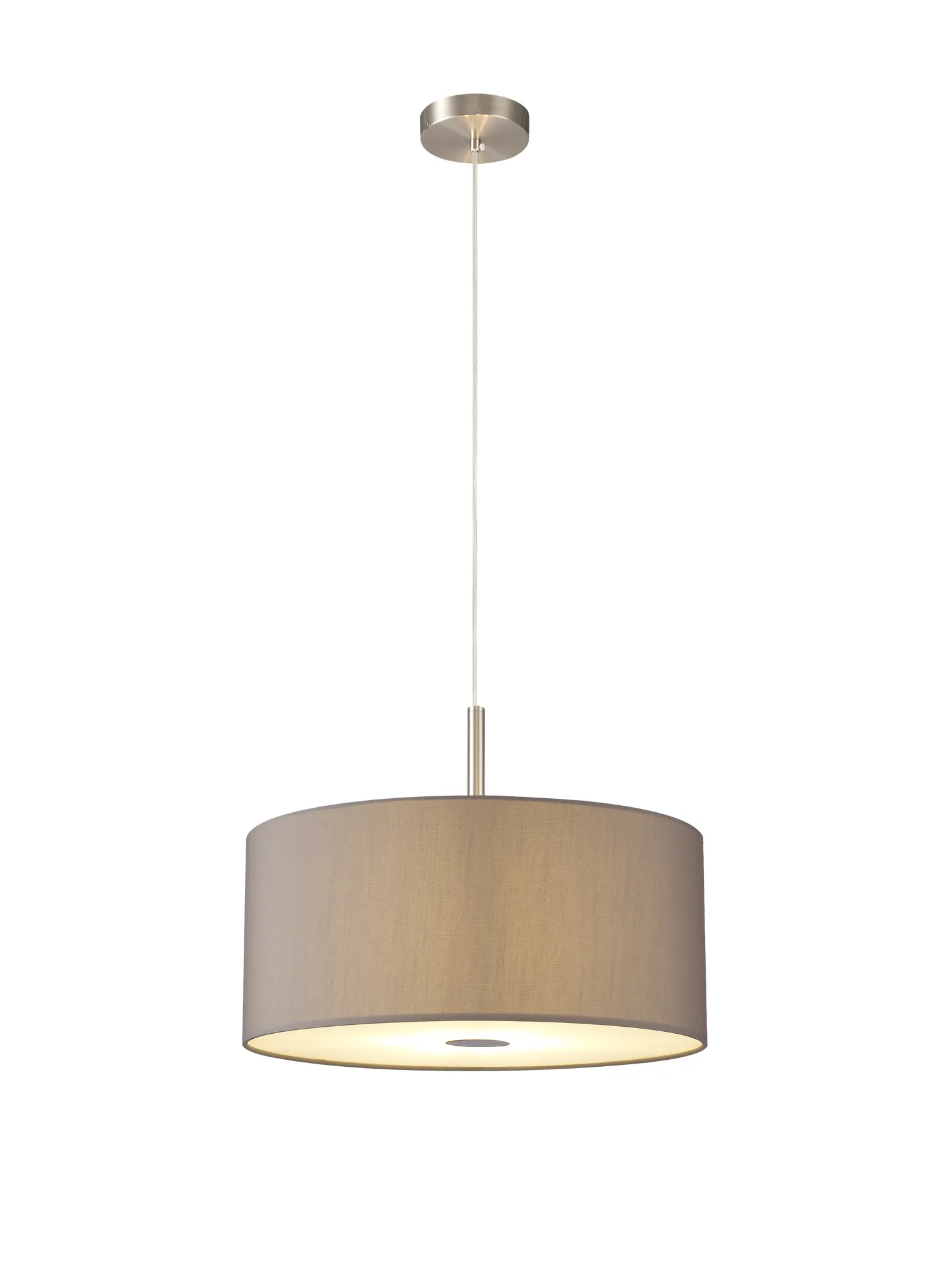 Baymont 40cm 3 Light Pendant Satin Nickel, Grey, Frosted Diffuser DK0440  Deco Baymont SN GR